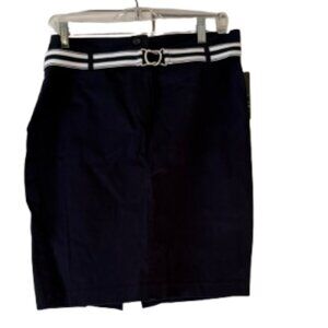 Tracy Evans Navy Stretch Mini Skirt w/Belt - Size 11